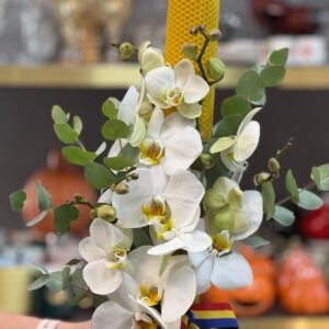 Lumanare Botez Cu Orhidee Phalaenopsis Alba